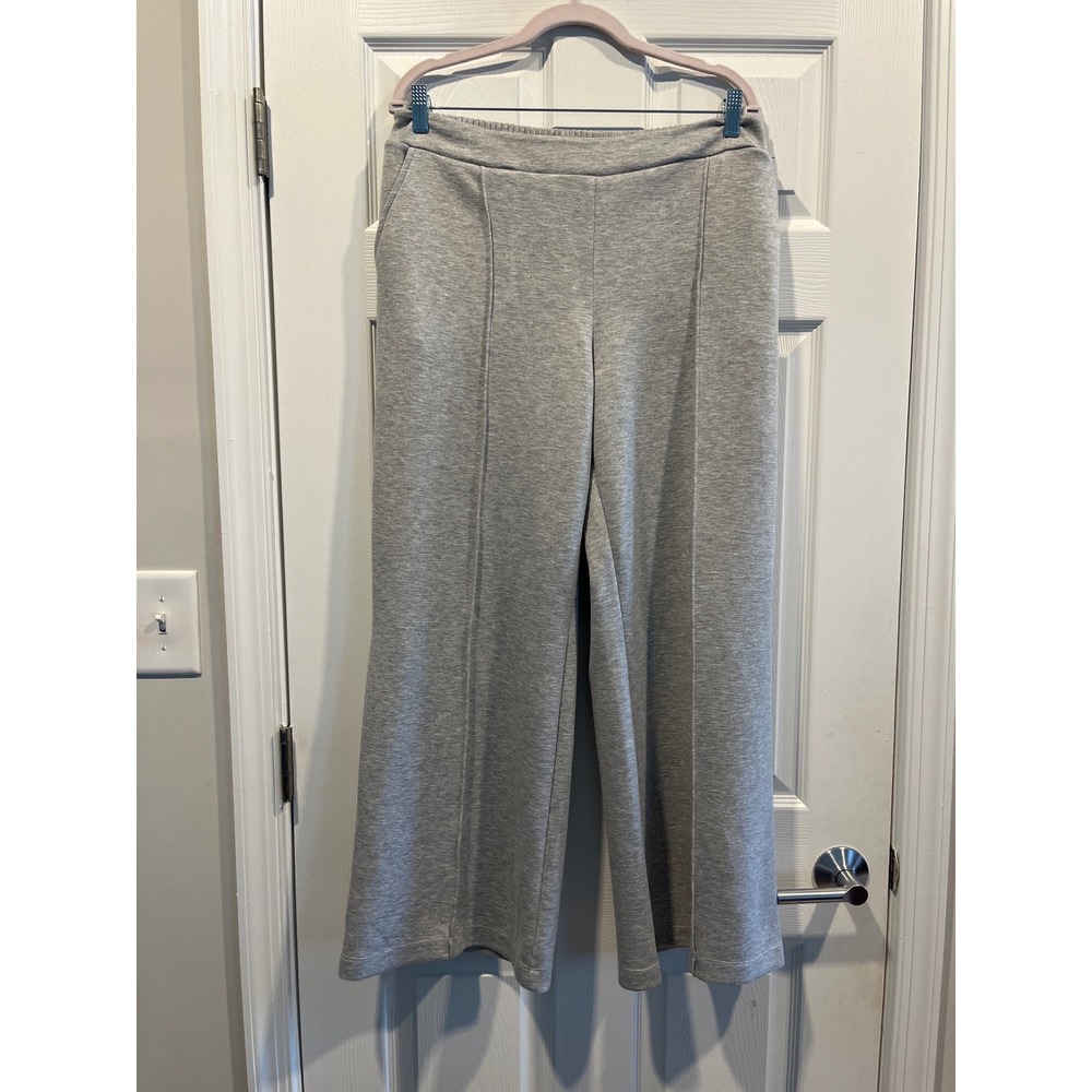 Scoop Heather Gray Wide Leg Pintuck Lounge Pants Womens Large 12-14 High Rise